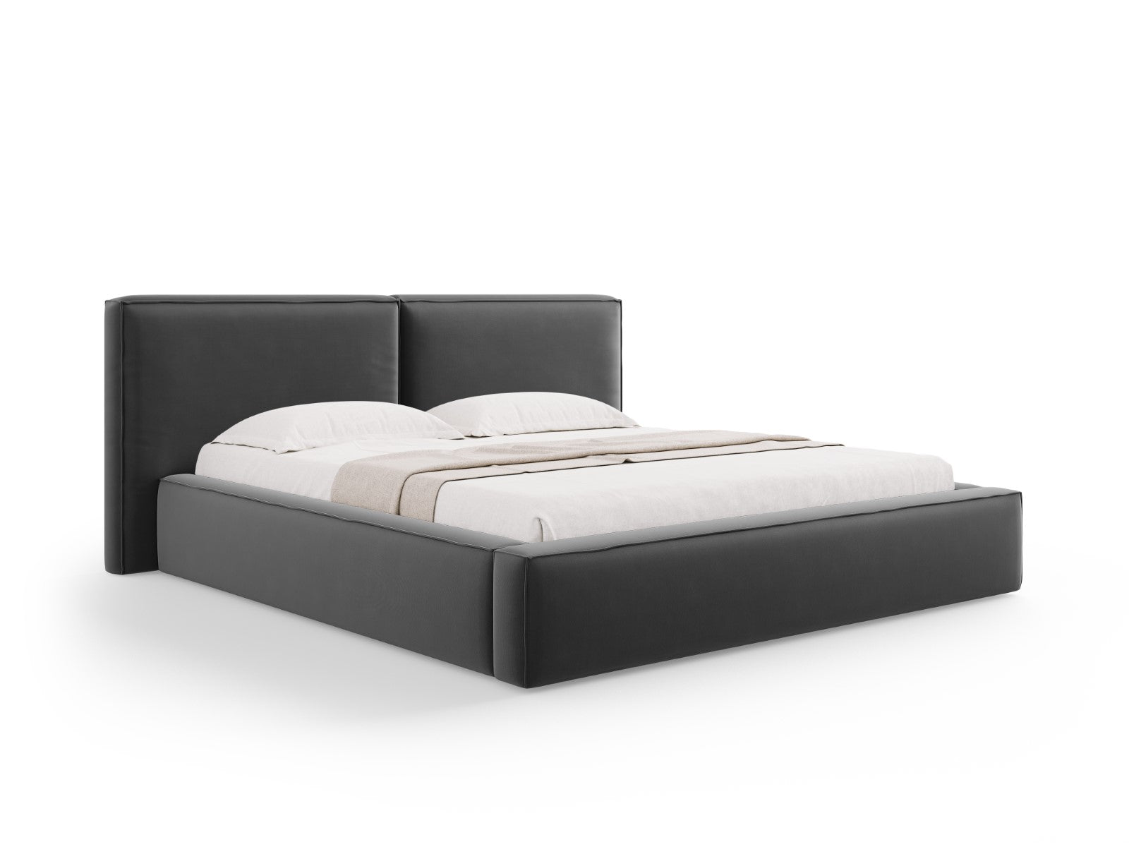Micadoni Opbergbed met hoofdeinde Jodie 180x200cm, flueel, grijs - 228
