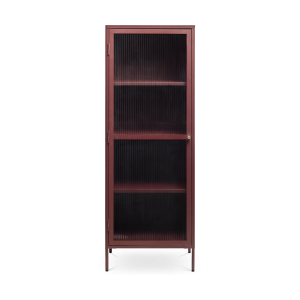 Olivine Katja Smalle Metalen Vitrinekast met Ribglas – B 58 cm – Rood Olivine Katja Smalle Metalen Vitrinekast met Ribglas – B 58 cm – Rood