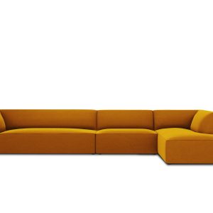 Micadoni rechter hoekbank Ruby 5-zits, flueel, geel – 180x366x69cm Micadoni rechter hoekbank Ruby 5-zits, flueel, geel – 180x366x69cm