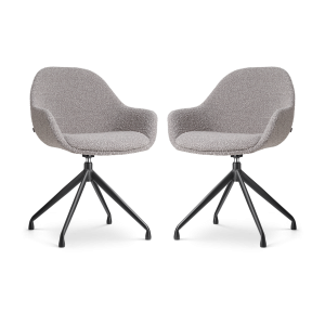 Nolon Nola-Mae Draaibare Eetkamerstoelen Bouclé Taupe – Zwart – 2x Nolon Nola-Mae Draaibare Eetkamerstoelen Bouclé Taupe – Zwart – 2x