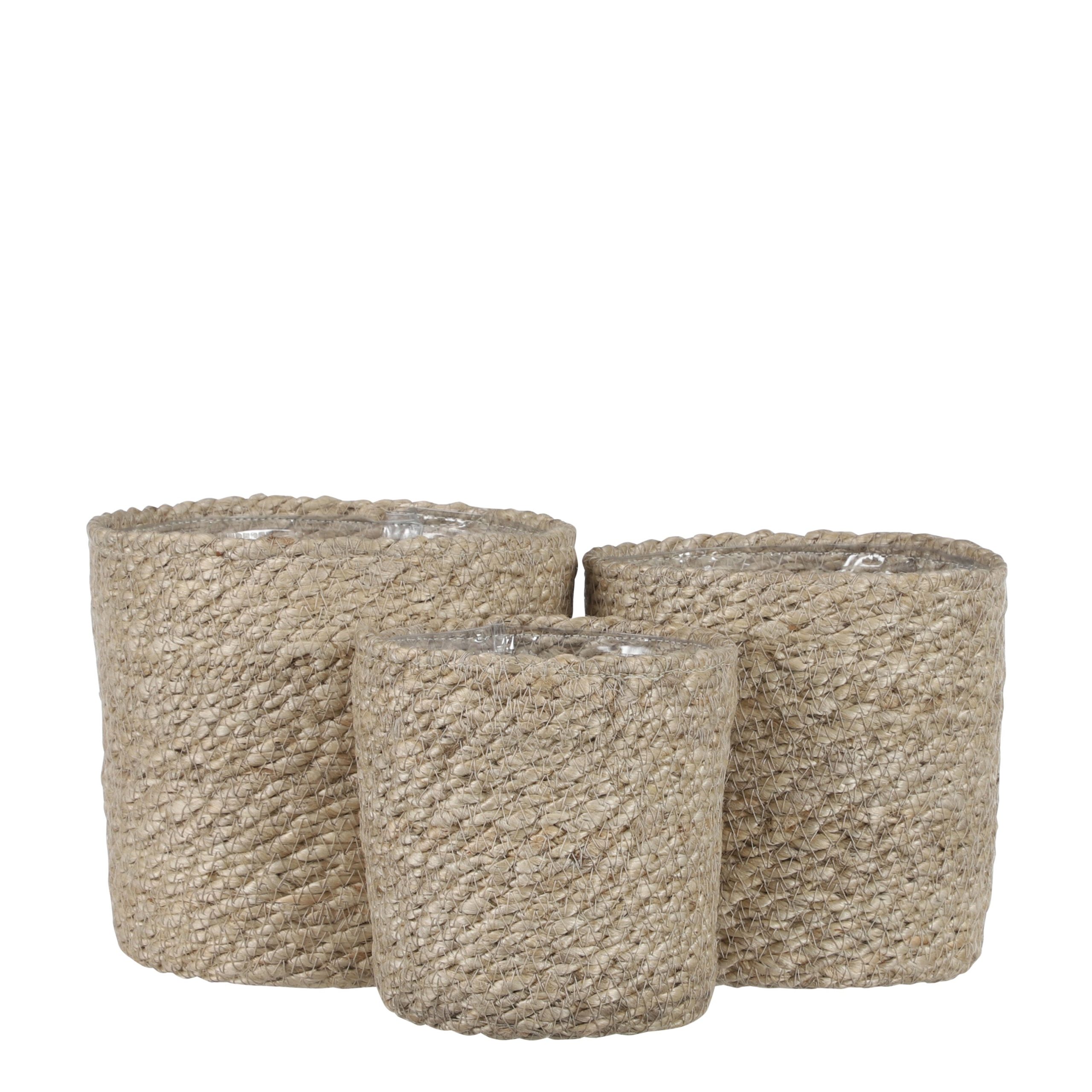 Mica Decorations Atlantic Plantenmand - Set van 3 - H16 x Ø16 cm - Jut