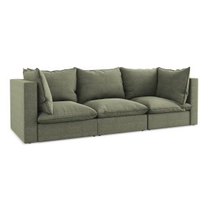 LaMiaSofa 3-zits bank Ravenna – bouclé – olijf – 255x90x77