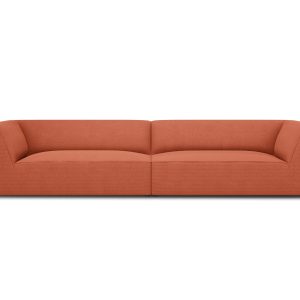 Micadoni Bank Ruby 4-zits, structurele stof, koraal – 93x302x69cm