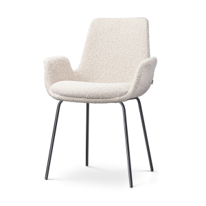 Nolon Nora-Eef Eetkamerstoel Bouclé Beige – met Armleuning – Zwart Nolon Nora-Eef Eetkamerstoel Bouclé Beige – met Armleuning – Zwart