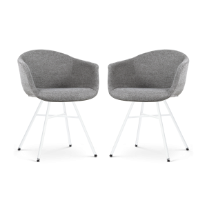 Nolon Noa-Otis Eetkamerstoelen Set van 2 – Donkergrijs – Witte Poten Nolon Noa-Otis Eetkamerstoelen Set van 2 – Donkergrijs – Witte Poten