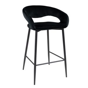 Kick barkruk Lenn velvet – Zwart