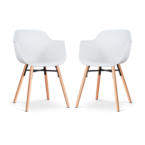 Nolon Nena-Puk Eetkamerstoelen Set van 2 – Wit – Houten Poten Nolon Nena-Puk Eetkamerstoelen Set van 2 – Wit – Houten Poten
