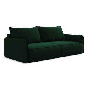 LaMiaSofa 3-zits slaapbank Palermo – velours – flessengroen – 216x105x LaMiaSofa 3-zits slaapbank Palermo – velours – flessengroen – 216x105x