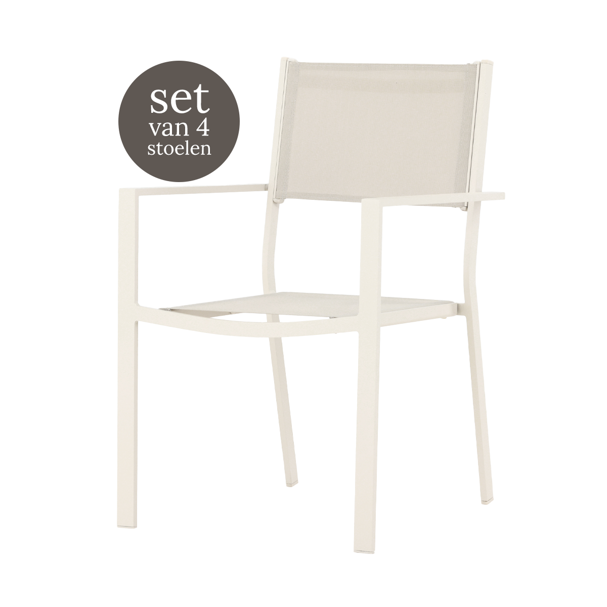 Nest outdoor Narda aluminium tuinstoel beige - met armleuningen - set
