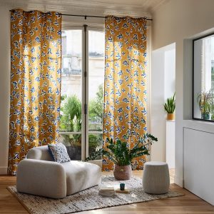 Madura Gordijn Mathyas oker en blauw 145×270 cm