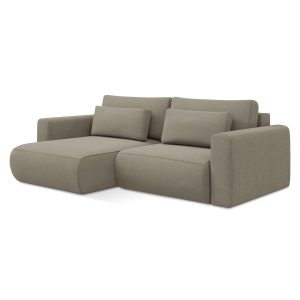 LaMiaSofa hoekbank links Perugia – textuurstof – donkerbeige – 240×149