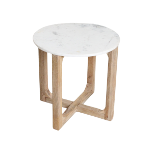 Marmeren bijzettafel rond – wit – 50x50x50 cm