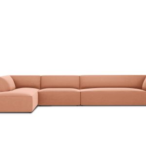 Micadoni linker hoekbank Ruby 5-zits, flueel, roze – 180x366x69cm Micadoni linker hoekbank Ruby 5-zits, flueel, roze – 180x366x69cm