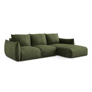 LaMiaSofa hoekbank rechts Savona – chenille stof – olijf – 242x162x90