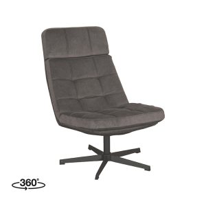 LABEL51 Fauteuil Alvar – Antraciet Stof – Draaibaar LABEL51 Fauteuil Alvar – Antraciet Stof – Draaibaar
