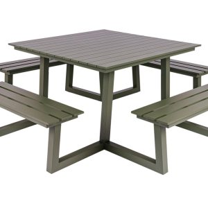 MaximaVida vierkante aluminium picknicktafel Dex 215 cm olijfgroen – o MaximaVida vierkante aluminium picknicktafel Dex 215 cm olijfgroen – o