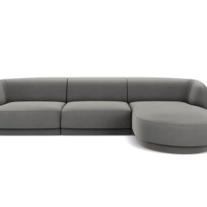Micadoni rechter hoekbank Miley 4-zits, flueel, lichtgrijs – 156x255x7 Micadoni rechter hoekbank Miley 4-zits, flueel, lichtgrijs – 156x255x7