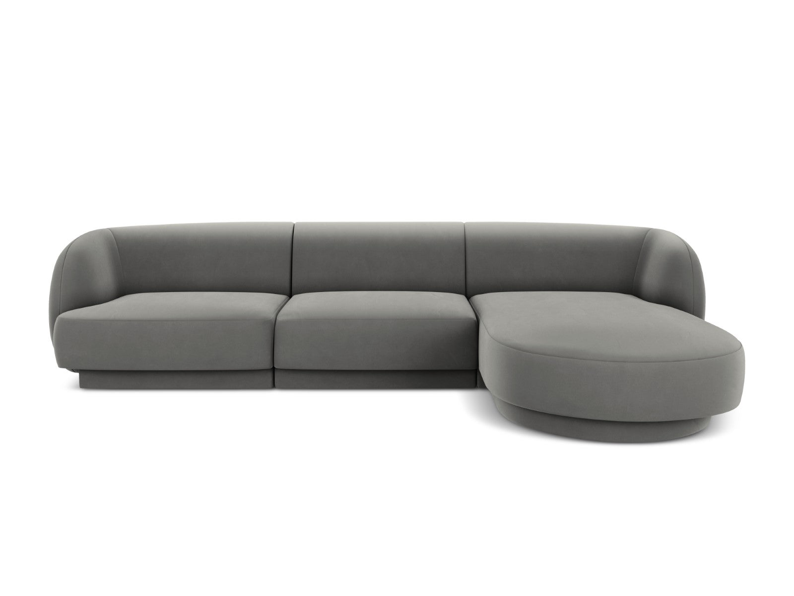 Micadoni rechter hoekbank Miley 4-zits, flueel, lichtgrijs - 156x255x7