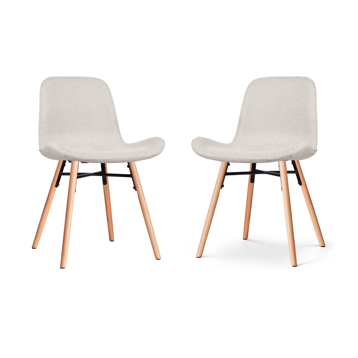 Nolon Nena-Fé Eetkamerstoelen Set van 2 - Beige - Hout Poten