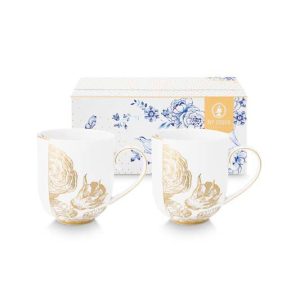 Pip Studio Mokken – Royal – Wit – 365ml – Set van 2 Pip Studio Mokken – Royal – Wit – 365ml – Set van 2