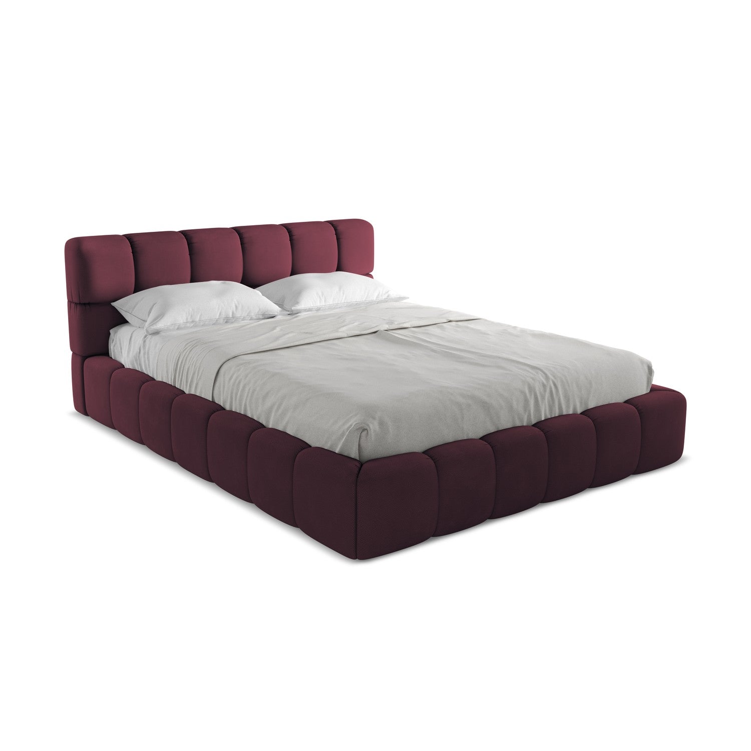 LaMiaSofa Bed met opbergruimte Roma - chenille stof - bordeaux - 180x2