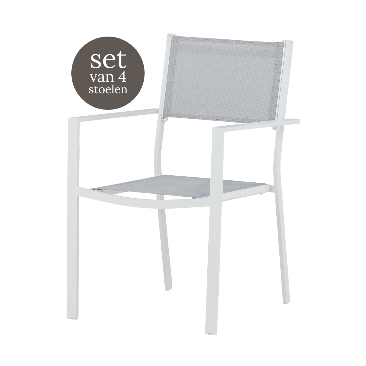 Nest outdoor Narda aluminium tuinstoel lichtgrijs - met armleuningen -