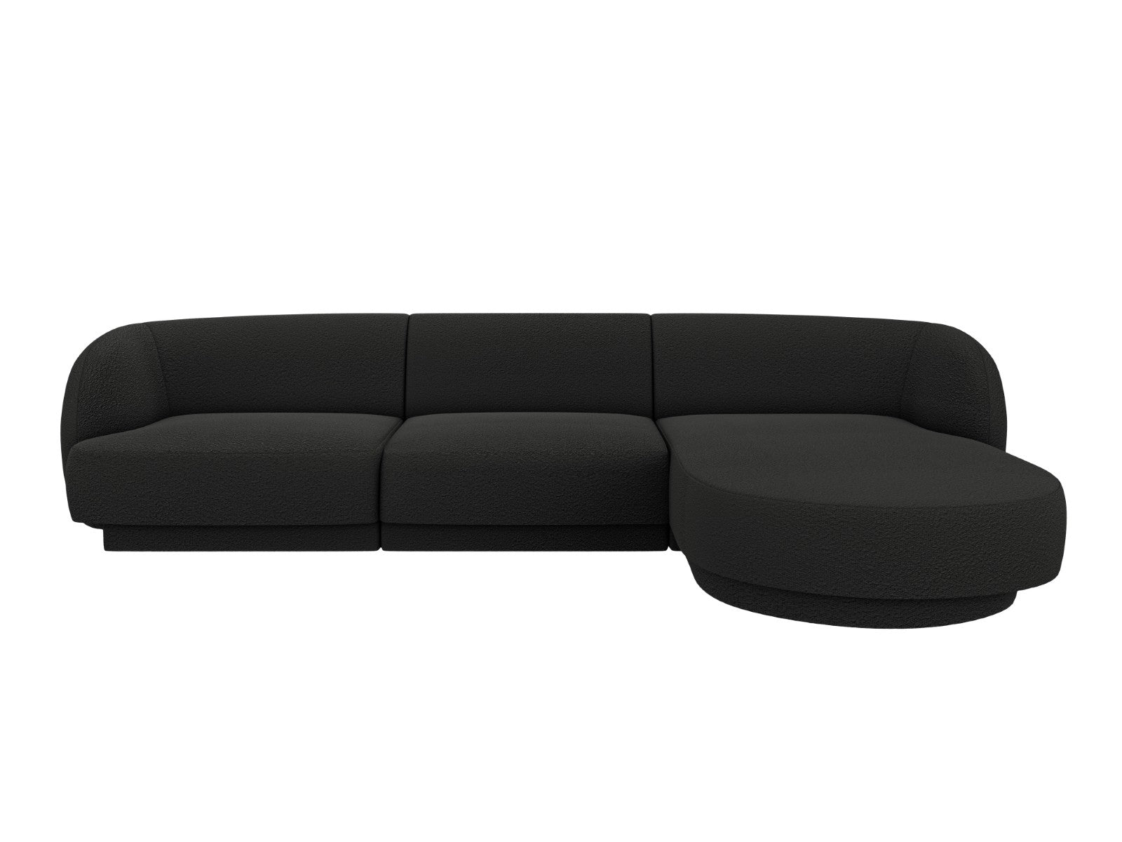 Micadoni rechter hoekbank Miley 4-zits, boucle zwart - 156x255x70cm