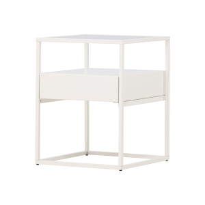 Nest living Dinand Metalen Bijzettafel met Lade – Wit Nest living Dinand Metalen Bijzettafel met Lade – Wit