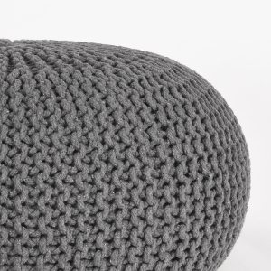 LABEL51 Poef Knitted – Donkergrijs Katoen – 70x70x35cm LABEL51 Poef Knitted – Donkergrijs Katoen – 70x70x35cm