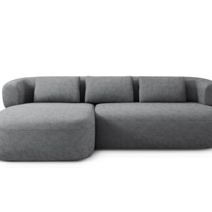 Micadoni linker hoekbank Jenny 5-zits, chenille donkergrijs – 145x225x Micadoni linker hoekbank Jenny 5-zits, chenille donkergrijs – 145x225x