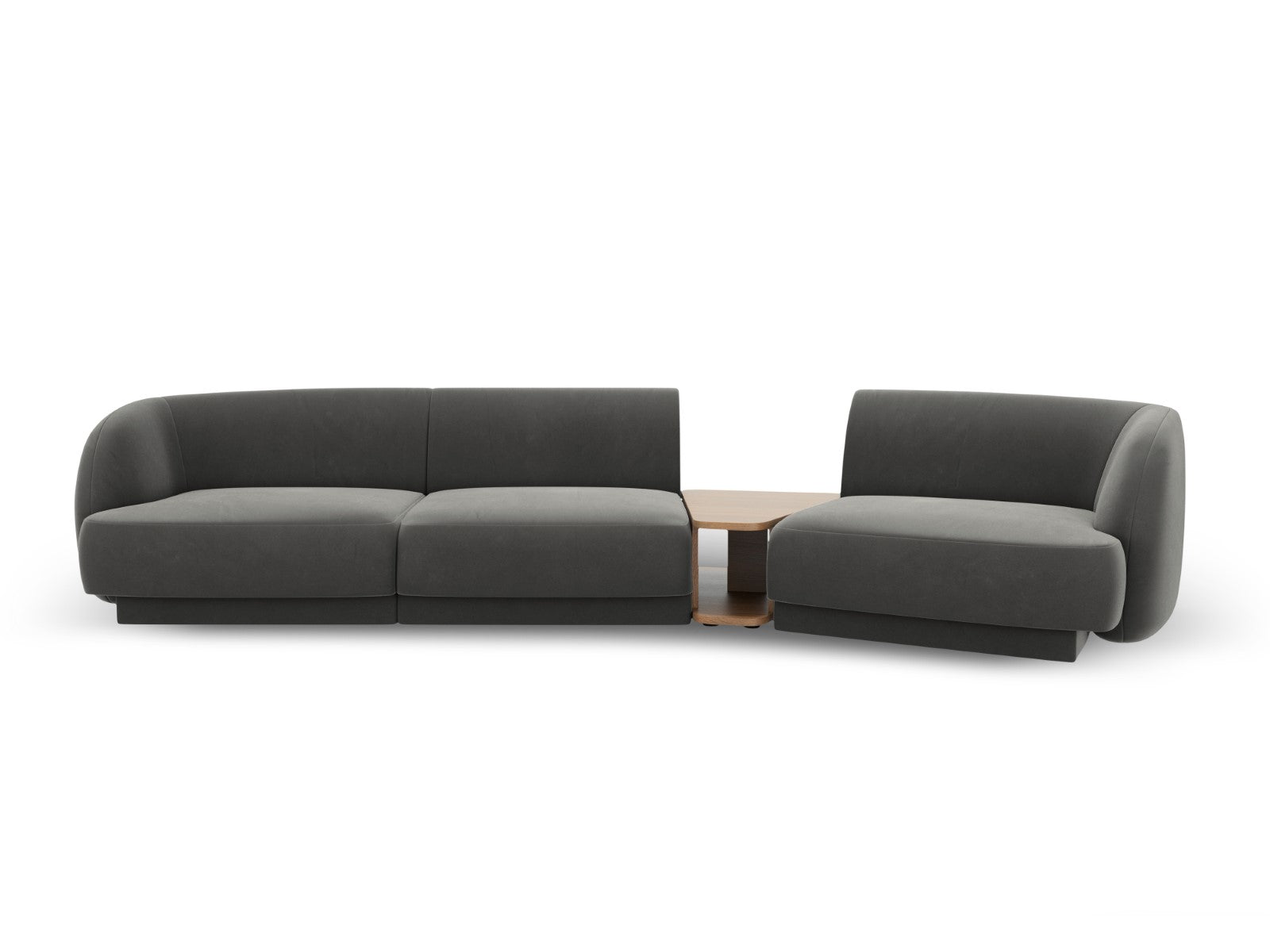 Micadoni Rechte modulaire bank Miley 3-zits, flueel, lichtgrijs - 126x