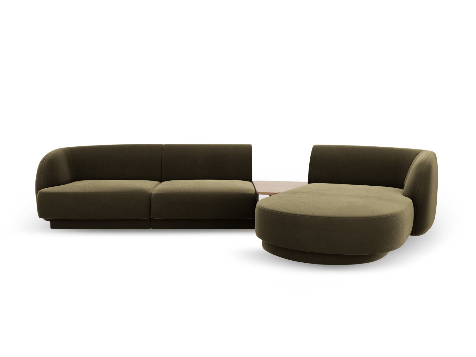 Micadoni Rechte modulaire bank Miley 3-zits, flueel, groente - 178x303