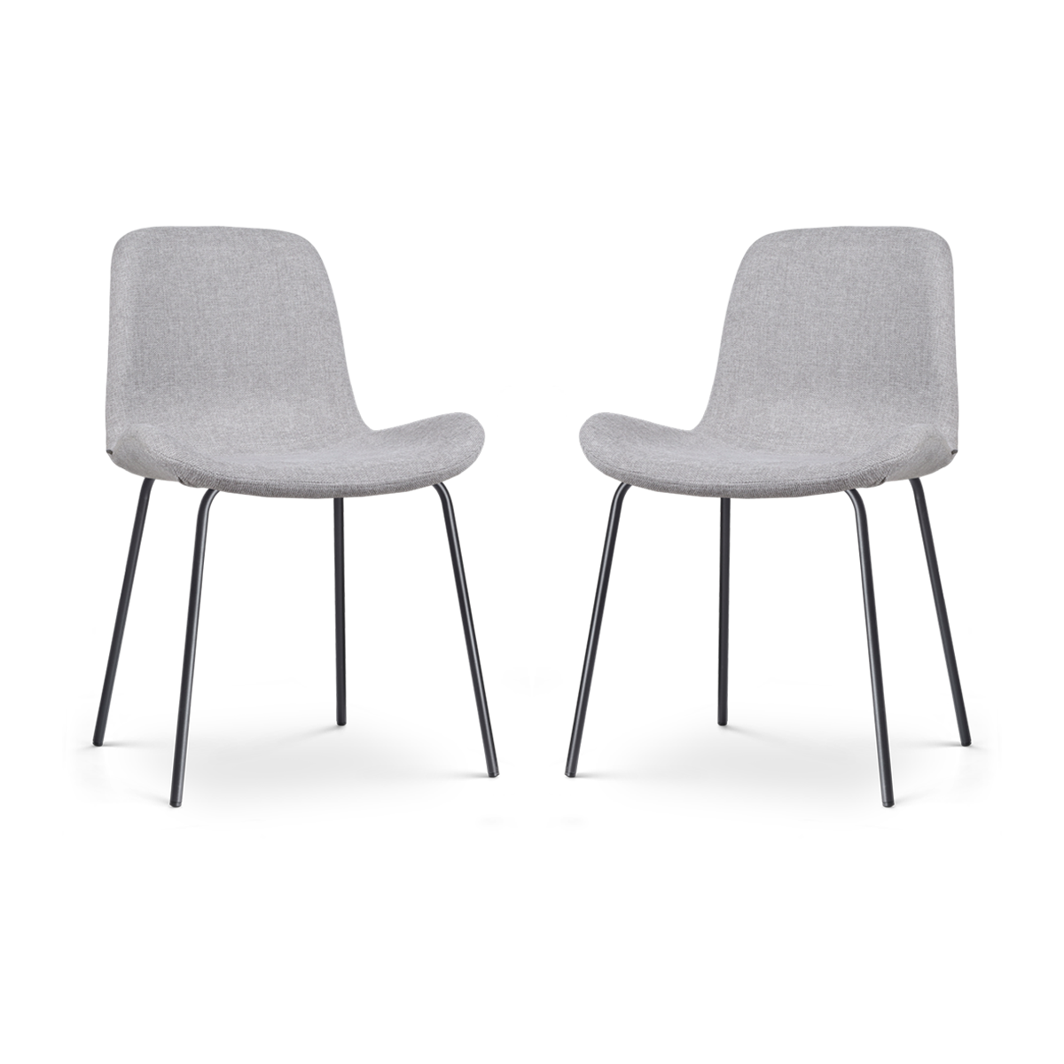 Nolon Nora-Fé Eetkamerstoelen Set van 2 - Lichtgrijs - Zwarte Poten
