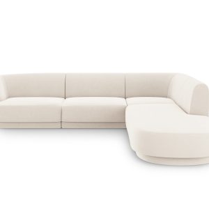 Micadoni rechter hoekbank Miley 6-zits, flueel, lichtbeige – 248x255x7 Micadoni rechter hoekbank Miley 6-zits, flueel, lichtbeige – 248x255x7