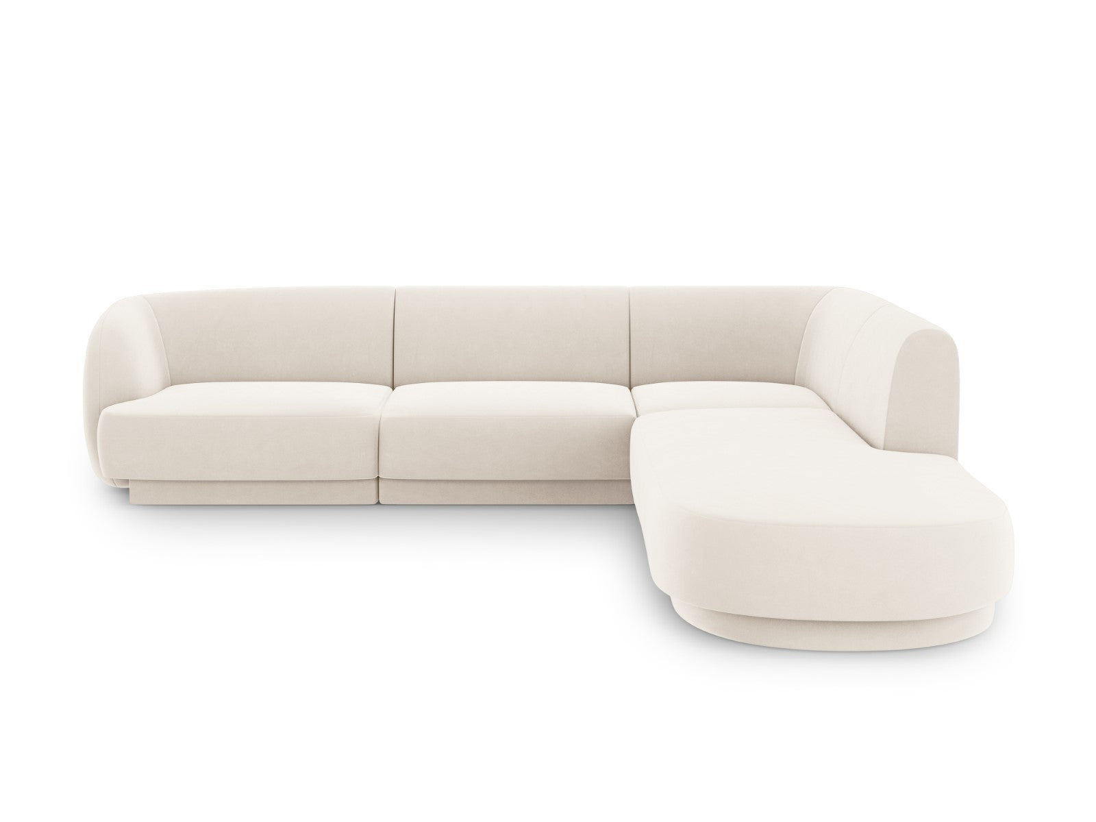 Micadoni rechter hoekbank Miley 6-zits, flueel, lichtbeige - 248x255x7