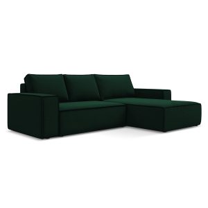 LaMiaSofa hoekbank rechts Livorno – velours – flessengroen – 290x185x8