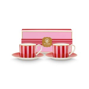 Pip Studio Kop en Schotel – Love Birds – Rood – 100ml – Set van 2 Pip Studio Kop en Schotel – Love Birds – Rood – 100ml – Set van 2