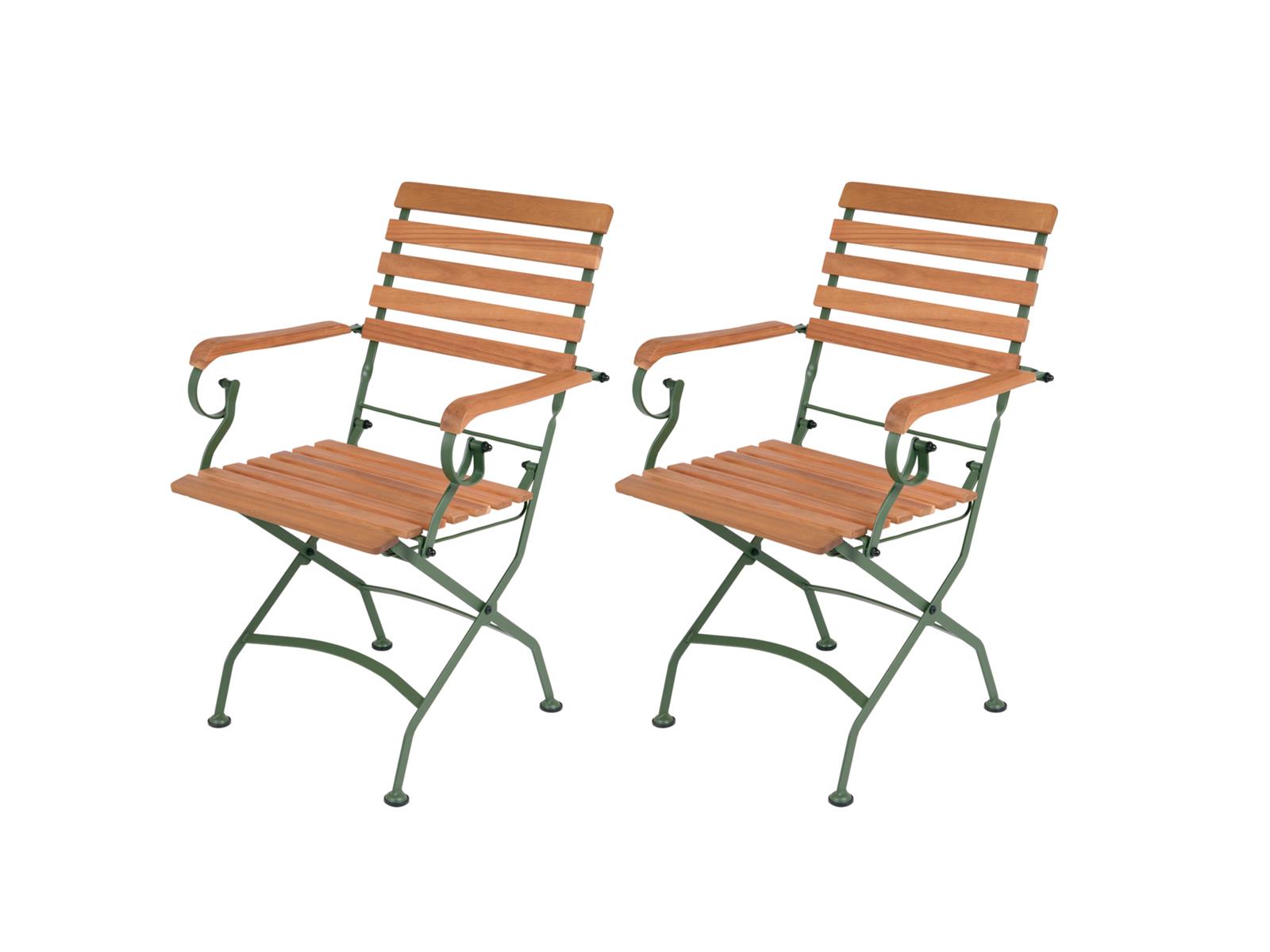 MaximaVida inklapbare tuinstoel Toscana met armleuning olijfgroen 2 st