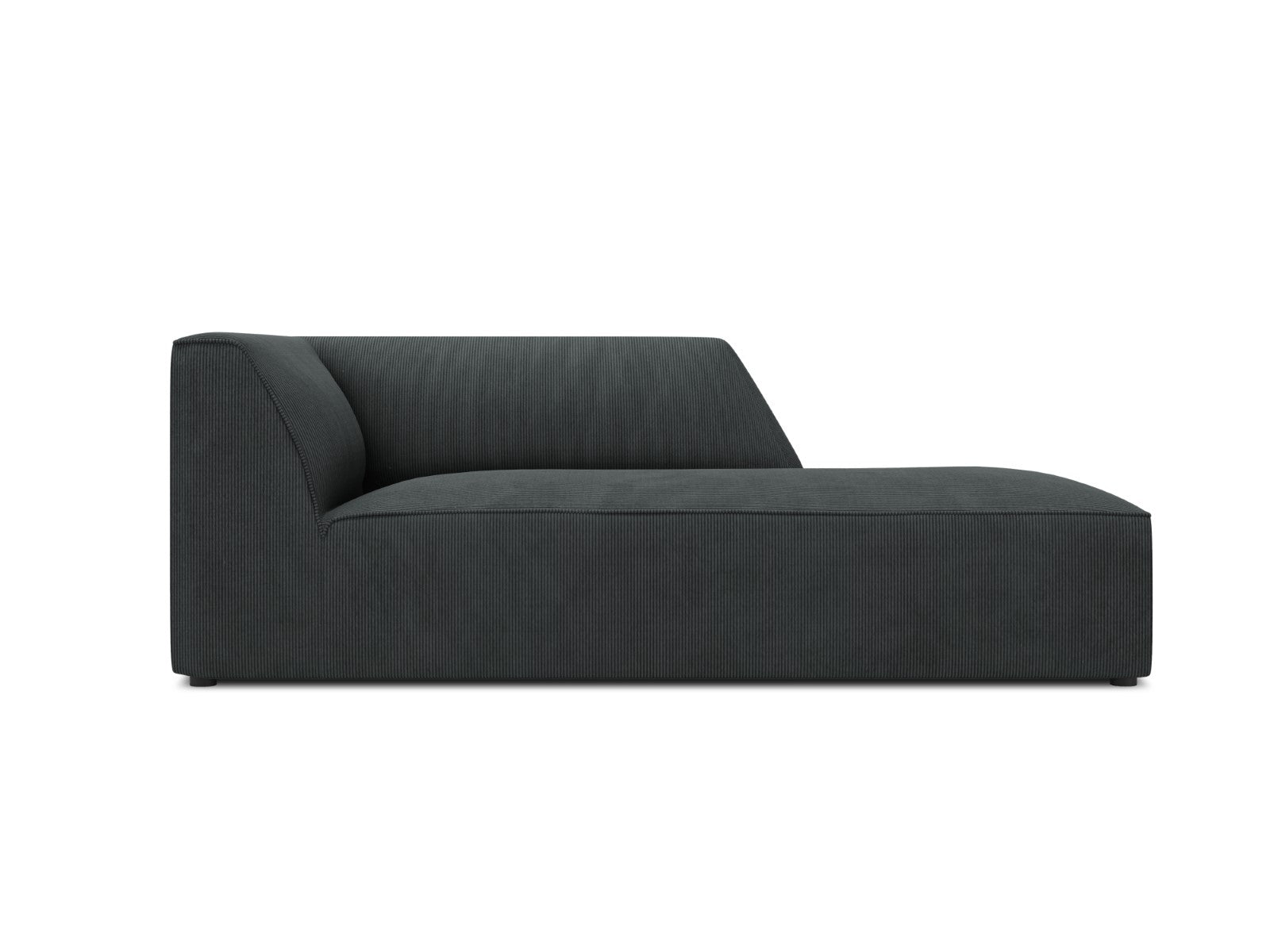 Micadoni rechter chaise longue Ruby ribfluwelen, zwart - 180x93x69cm