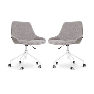 Nolon Nout-Isa Bureaustoelen Set van 2 – Bouclé Taupe – Wit Nolon Nout-Isa Bureaustoelen Set van 2 – Bouclé Taupe – Wit