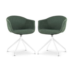 Nolon Nola-Otis Draaibare Eetkamerstoelen Set – Donkergroen – Wit Nolon Nola-Otis Draaibare Eetkamerstoelen Set – Donkergroen – Wit