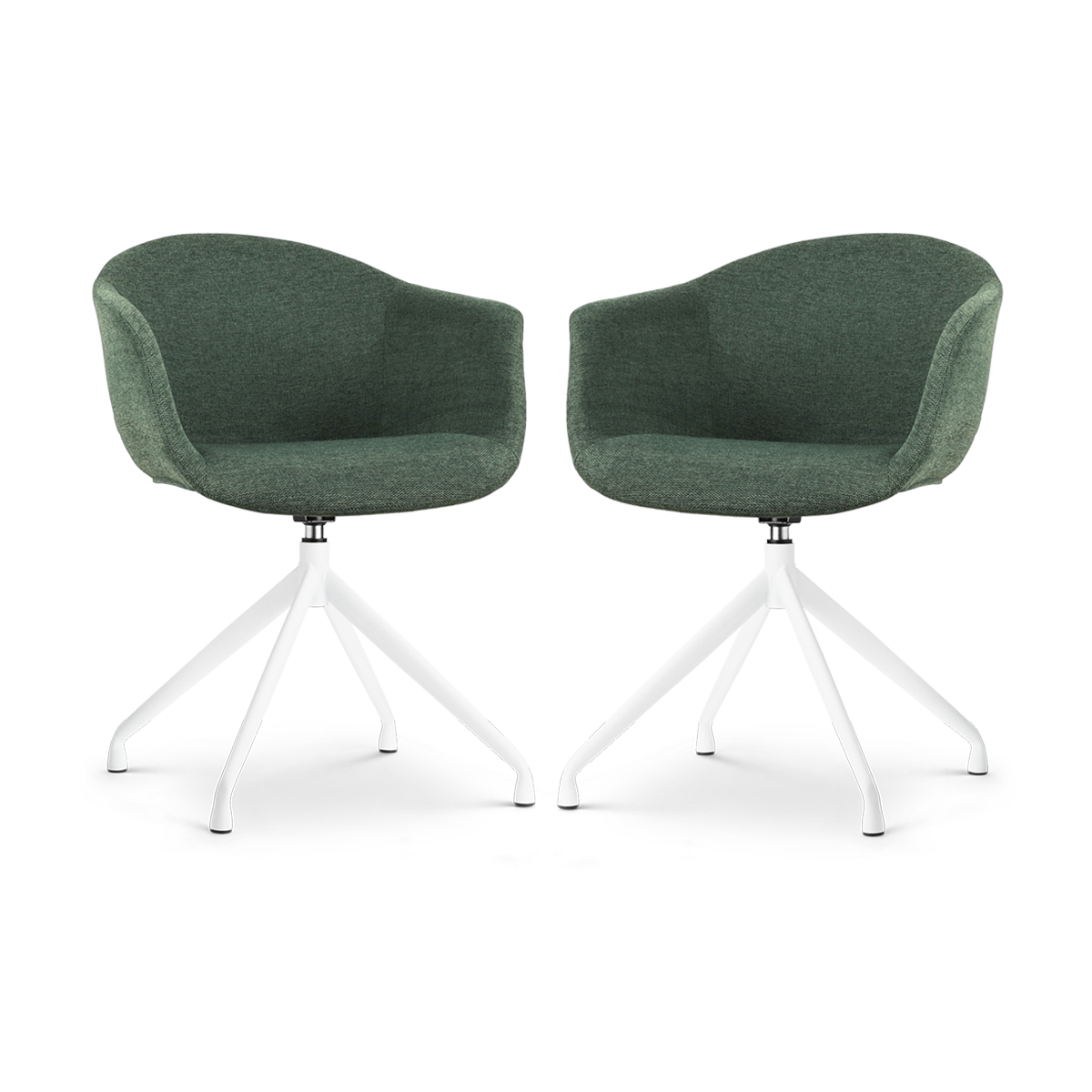 Nolon Nola-Otis Draaibare Eetkamerstoelen Set - Donkergroen - Wit