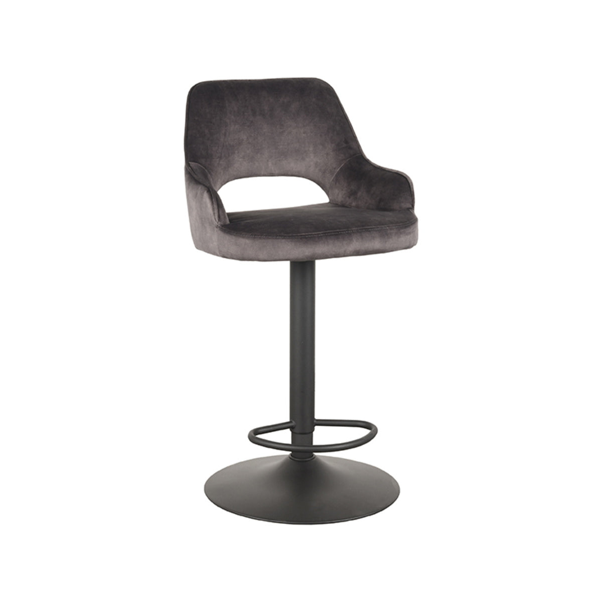 LABEL51 Barkruk Fer - Antraciet Velvet - Zithoogte 60–80cm
