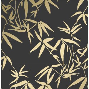 Origin Wallcoverings behang bamboe bladeren zwart en goud – 53 cm x 10 Origin Wallcoverings behang bamboe bladeren zwart en goud – 53 cm x 10