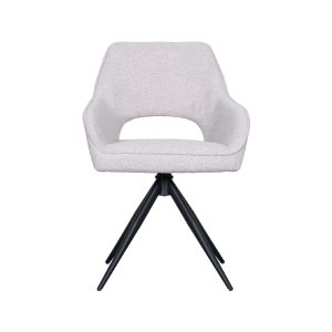 LABEL51 Eetkamerstoel Finley – Naturel Bouclé – Draaibaar – Set van 2