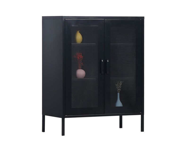 MaximaVida metalen locker vitrine kast Finn 102 x 80 x 40 cm zwart - 2