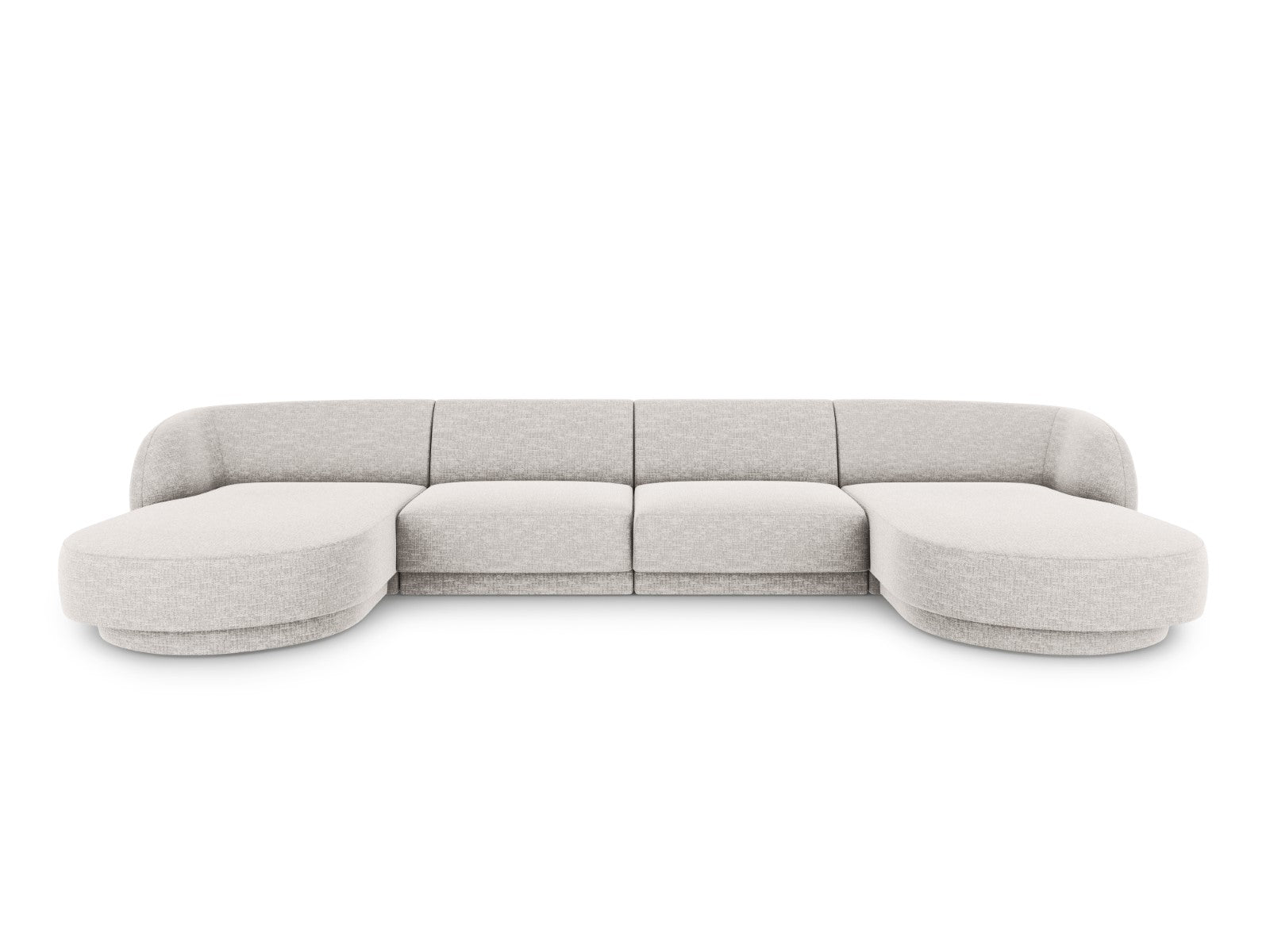 Micadoni Panoramische bank Miley 5-zits, chenille, lichtgrijs - 156x33