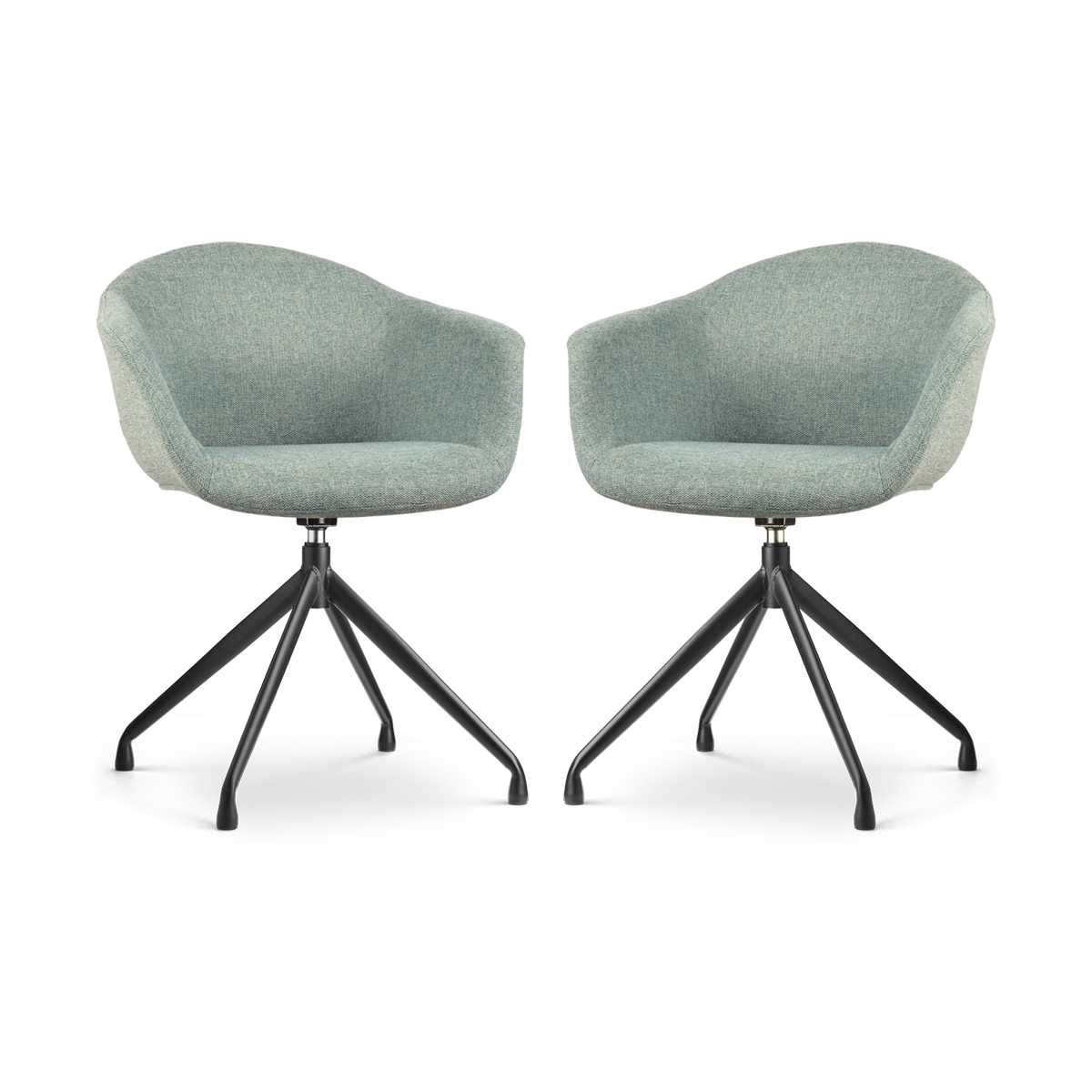 Nolon Nola-Otis Draaibare Eetkamerstoelen Set - Zacht Groen - Zwart