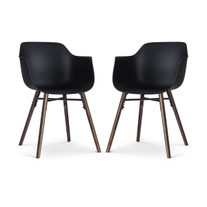 Nolon Nena-Puk Eetkamerstoelen Set van 2 – Zwart – Walnoot Poten Nolon Nena-Puk Eetkamerstoelen Set van 2 – Zwart – Walnoot Poten