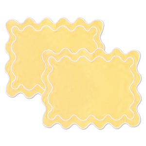 Kulu Club placemats Wavy – linnenmix – geel – set van 2 Kulu Club placemats Wavy – linnenmix – geel – set van 2